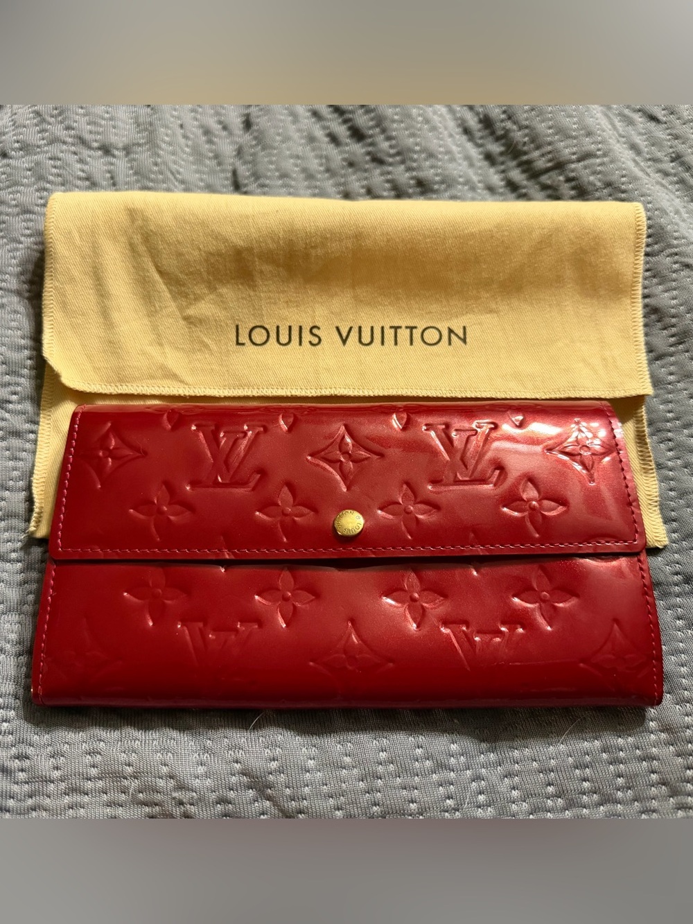 Louis Vuitton Red Sarah Vernis Monogram Patent Continental Wallet